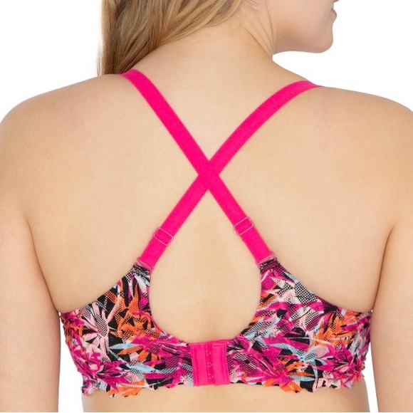 No Boundaries Women’s T-Shirt Bra  Size 40DD with Adjustable Straps, Jungle Pink - Picture 4 of 14